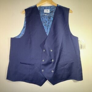 Tayion Mens‎ Blue Paisley WOOL Blend Vest Size XL